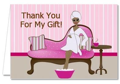 Spa Mom Pink African American - Baby Shower Thank You Cards