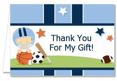 Sports Baby Caucasian - Baby Shower Thank You Cards