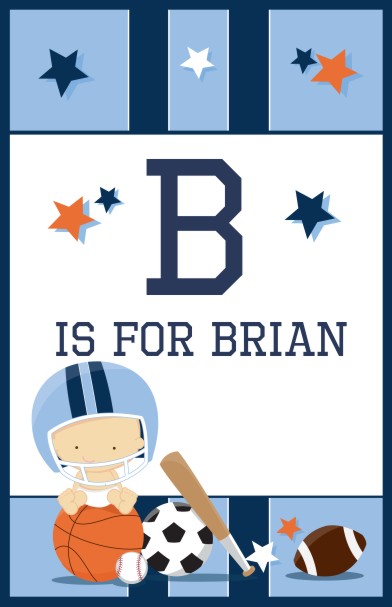 Sports Baby Caucasian - Personalized Baby Shower Nursery Wall Art