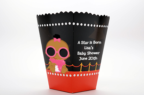  A Star Is Born!® Hollywood - Personalized Baby Shower Popcorn Boxes Caucasian Girl