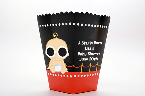  A Star Is Born!® Hollywood - Personalized Baby Shower Popcorn Boxes Caucasian Girl