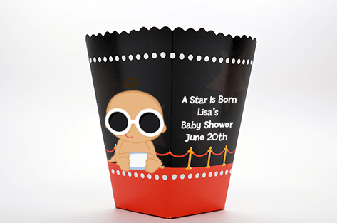  A Star Is Born!® Hollywood - Personalized Baby Shower Popcorn Boxes Caucasian Girl