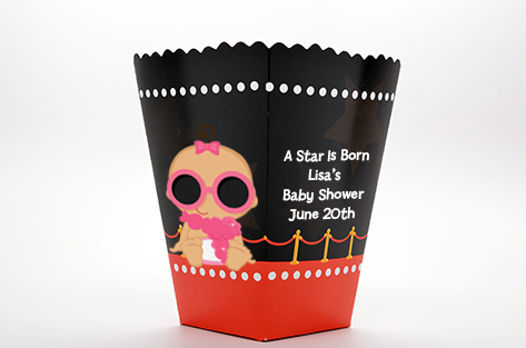  A Star Is Born!® Hollywood - Personalized Baby Shower Popcorn Boxes Caucasian Girl