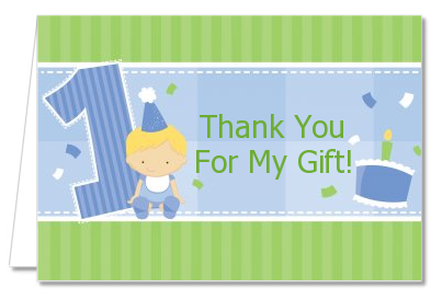 1st Birthday Boy - Birthday Party Thank You Cards