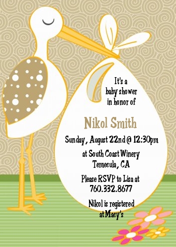  Stork Neutral - Baby Shower Invitations Neutral