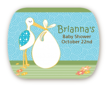 Stork It's a Boy - Personalized Baby Shower Rounded Corner Stickers