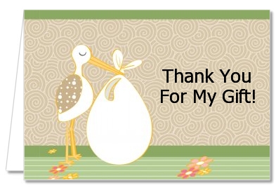  Stork Neutral - Baby Shower Thank You Cards 