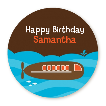  Submarine - Round Personalized Birthday Party Sticker Labels 