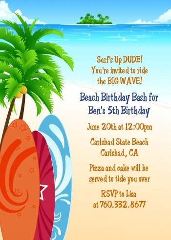 Surf's Up - Birthday Party Invitations