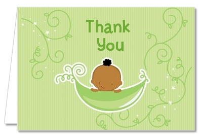 Sweet Pea African American Boy - Baby Shower Thank You Cards