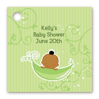 Sweet Pea African American Boy - Personalized Baby Shower Card Stock Favor Tags