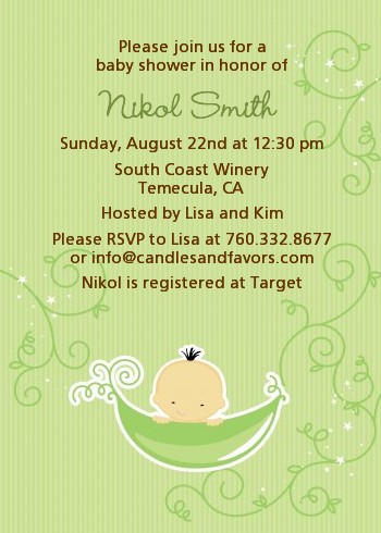 Sweet Pea Asian Boy - Baby Shower Invitations