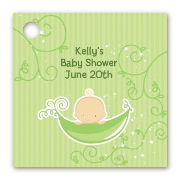 Sweet Pea Caucasian Boy - Personalized Baby Shower Card Stock Favor Tags