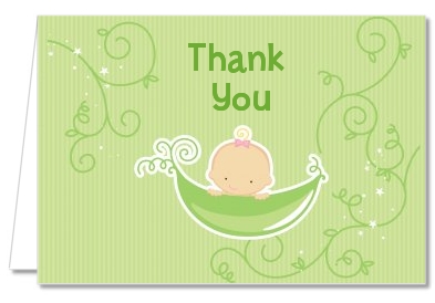 Sweet Pea Caucasian Girl - Baby Shower Thank You Cards