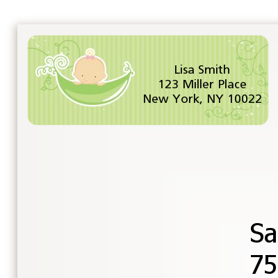 Sweet Pea Caucasian Girl - Baby Shower Return Address Labels