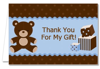 Teddy Bear Blue - Baby Shower Thank You Cards