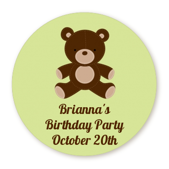  Teddy Bear - Round Personalized Birthday Party Sticker Labels Neutral