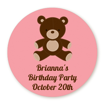  Teddy Bear - Round Personalized Birthday Party Sticker Labels Neutral