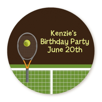  Tennis - Round Personalized Birthday Party Sticker Labels 