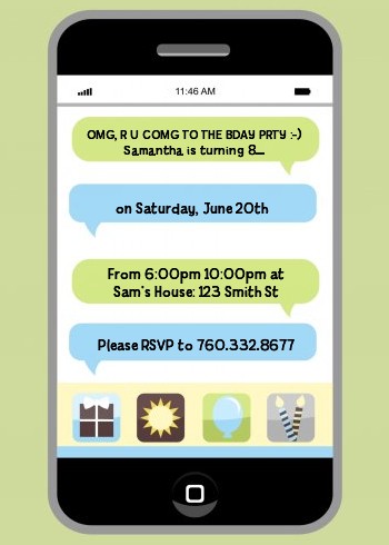 Social Media Texting - Birthday Party Invitations