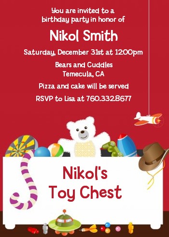 Toy Chest - Birthday Party Invitations