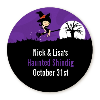  Trendy Witch - Round Personalized Halloween Sticker Labels 