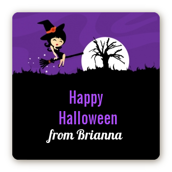 Trendy Witch - Square Personalized Halloween Sticker Labels