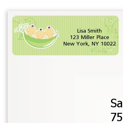  Triplets Three Peas in a Pod Asian - Baby Shower Return Address Labels 3 Boys