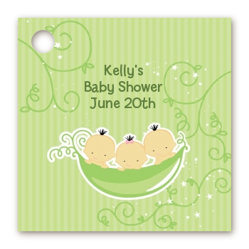  Triplets Three Peas in a Pod Asian - Personalized Baby Shower Card Stock Favor Tags Three Boys
