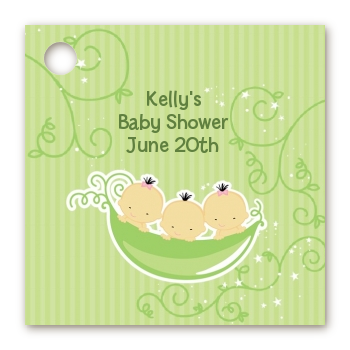  Triplets Three Peas in a Pod Asian - Personalized Baby Shower Card Stock Favor Tags Three Boys
