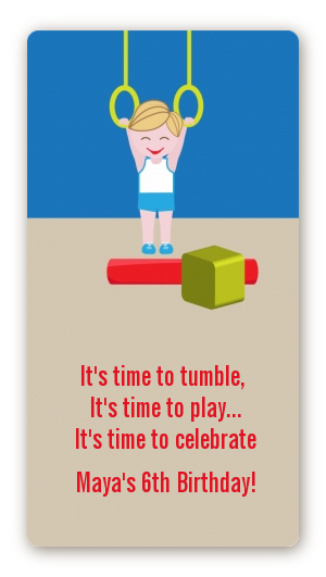  Tumble Gym - Custom Rectangle Birthday Party Sticker/Labels Whole Gang