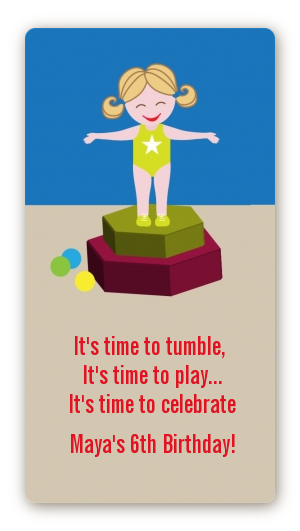  Tumble Gym - Custom Rectangle Birthday Party Sticker/Labels Whole Gang