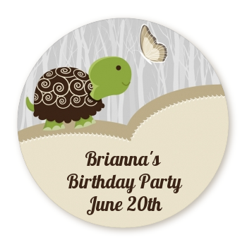  Turtle Neutral - Round Personalized Birthday Party Sticker Labels 