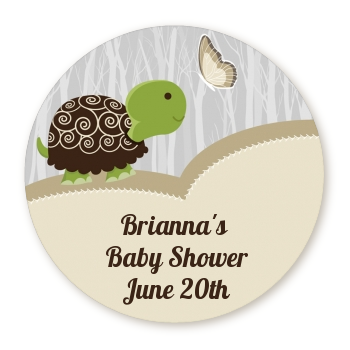  Baby Turtle Neutral - Round Personalized Baby Shower Sticker Labels 