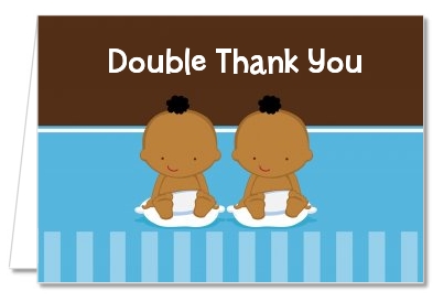 Twin Baby Boys African American - Baby Shower Thank You Cards