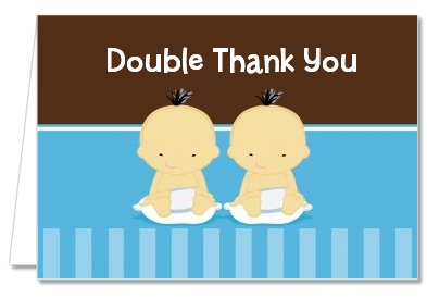 Twin Baby Boys Asian - Baby Shower Thank You Cards