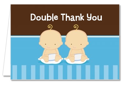 Twin Baby Boys Caucasian - Baby Shower Thank You Cards