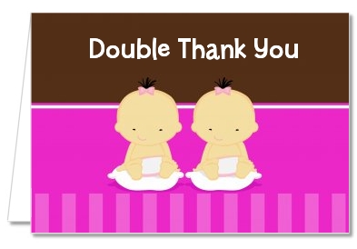 Twin Baby Girls Asian - Baby Shower Thank You Cards