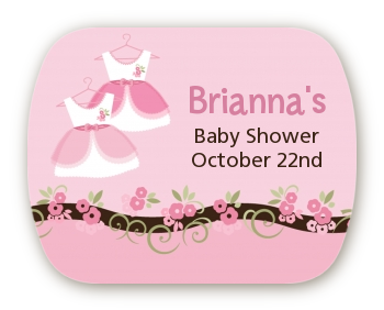 Twin Little Girl Outfits - Personalized Baby Shower Rounded Corner Stickers