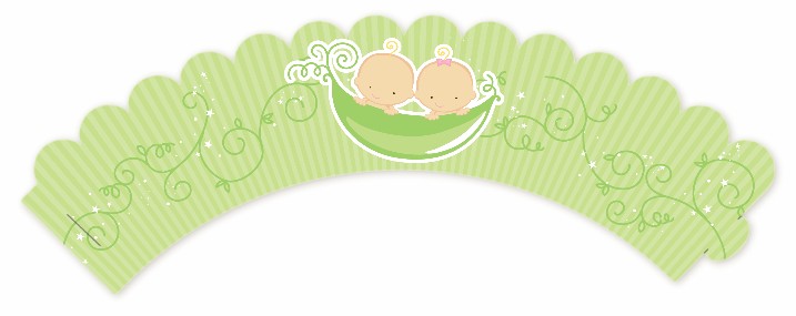  Twins Two Peas in a Pod Caucasian - Baby Shower Cupcake Wrappers Twin Boys
