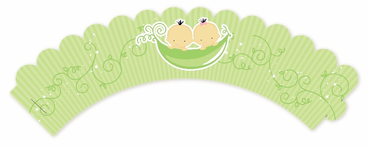  Twins Two Peas in a Pod Asian - Baby Shower Cupcake Wrappers Two Boys