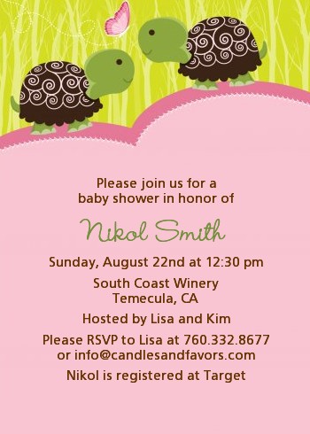 Twin Turtle Girls - Baby Shower Invitations