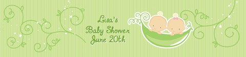  Twins Two Peas in a Pod Caucasian - Personalized Baby Shower Banners 1 Boy 1 Girl