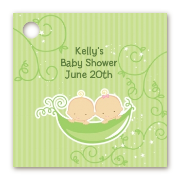  Twins Two Peas in a Pod Caucasian - Personalized Baby Shower Card Stock Favor Tags Two Boys