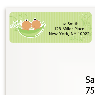  Twins Two Peas in a Pod Hispanic - Baby Shower Return Address Labels Twin Boys