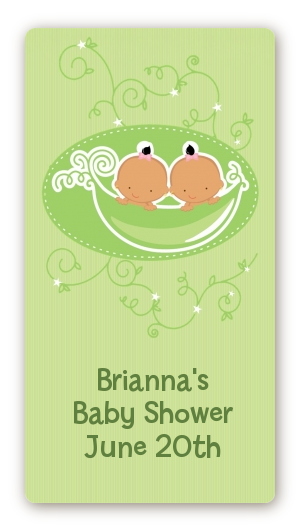  Twins Two Peas in a Pod Hispanic - Custom Rectangle Baby Shower Sticker/Labels 2 Boys