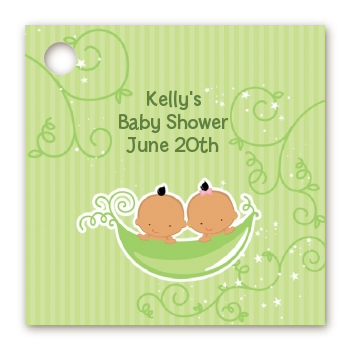  Twins Two Peas in a Pod Hispanic - Personalized Baby Shower Card Stock Favor Tags 2 Boys