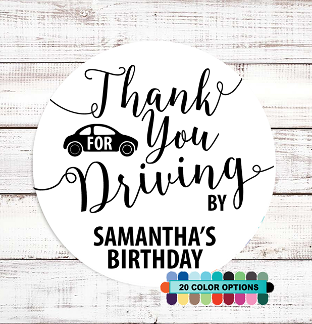  Thank You For Driving - Round Personalized Birthday Party Sticker Labels 