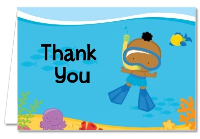 Under the Sea African American Baby Boy Snorkeling - Baby Shower Thank You Cards