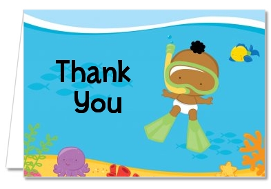 Under the Sea African American Baby Snorkeling - Baby Shower Thank You Cards